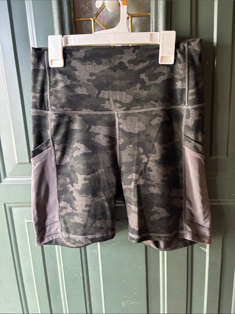 Fabletics Black Camo High-Rise Athletic Bike Shorts